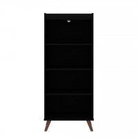 Manhattan Comfort 12PMC70 Hampton 4-Tier Bookcase with Solid Wood Legs in Black